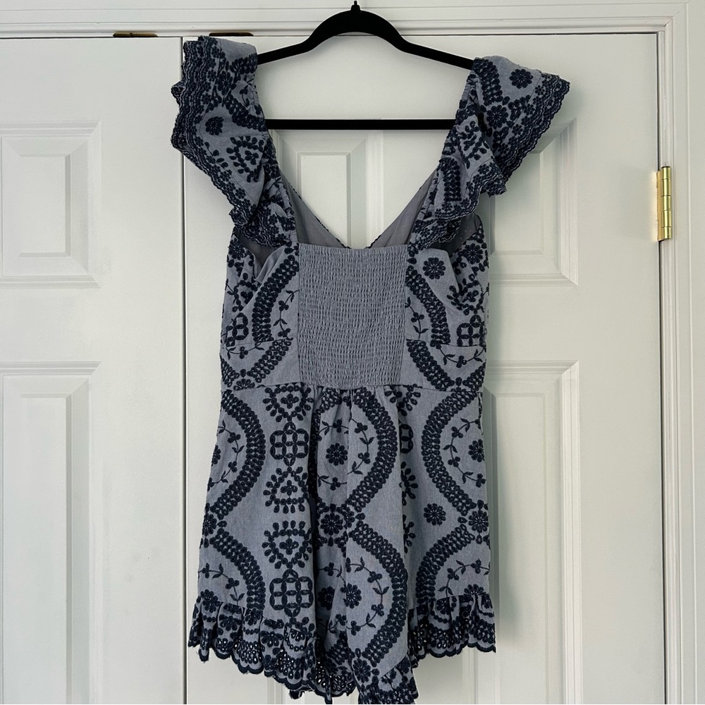 Loveshackfancy Chambray And Navy Embroidered Flor… - image 7